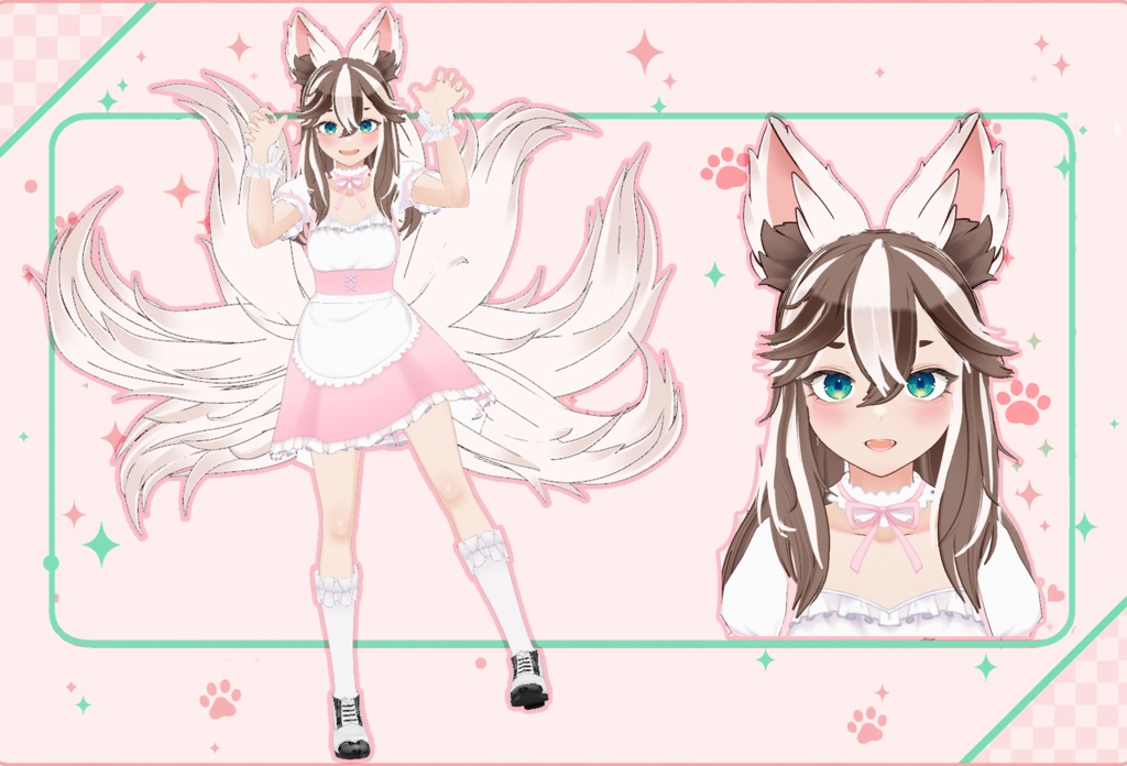 🍡 Soft Fox Ears + Tails 【VRoid Accessory】 🎀