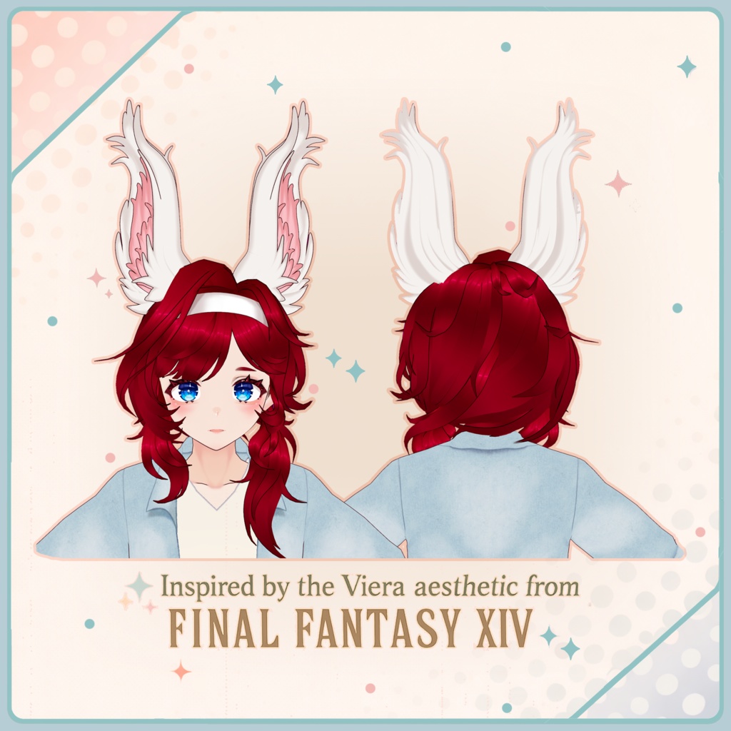 🐇 Viera Inspired Rabbit Ears ♡ White + Brown 【VRoid Accessory】 ✨ うさ耳
