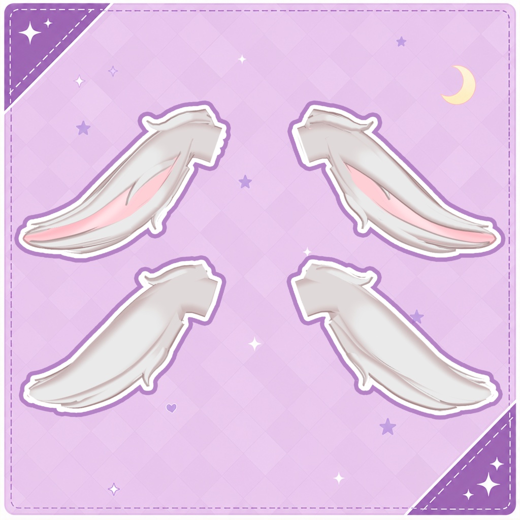 🐇 Upright & Floppy Bunny Ears ♡ Cute Rabbit Ear Set 【VRoid Accessory】 🎀 立ち耳・垂れ耳うさぎ