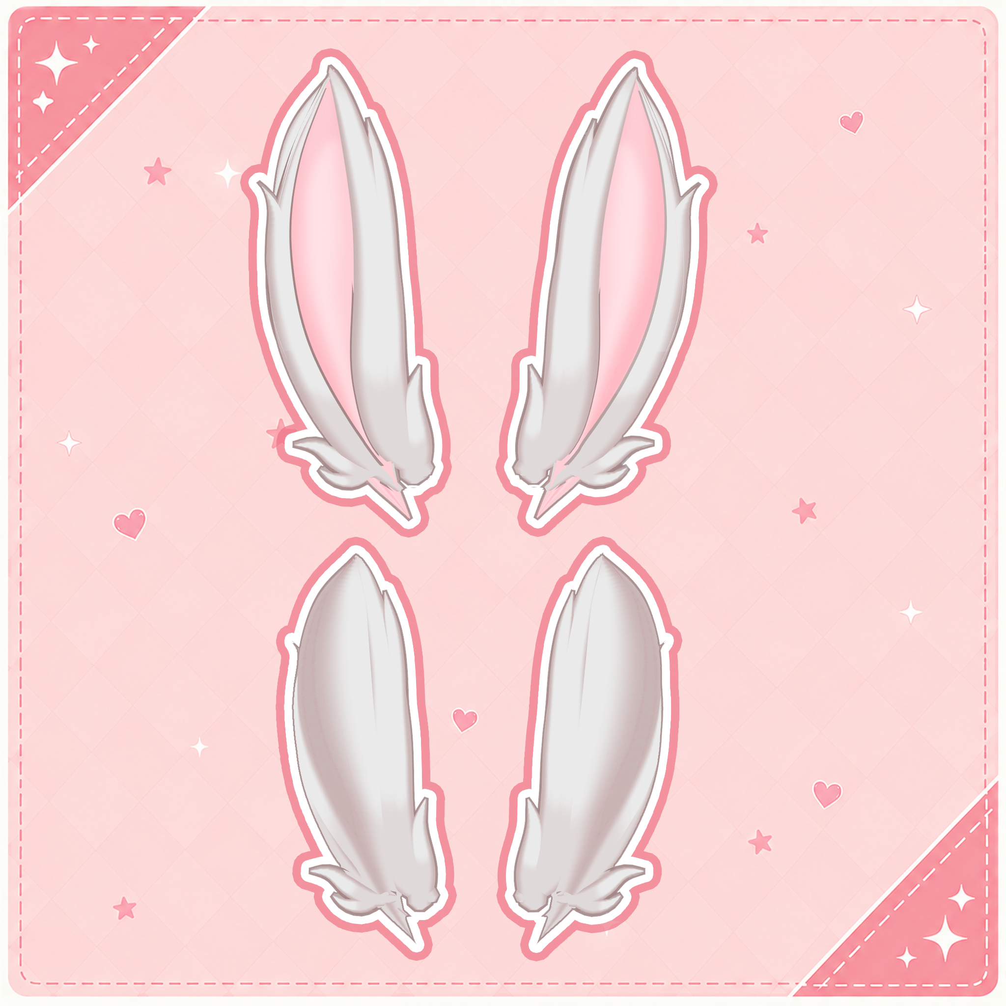 🐇 Upright & Floppy Bunny Ears ♡ Cute Rabbit Ear Set 【VRoid Accessory】 🎀 ...