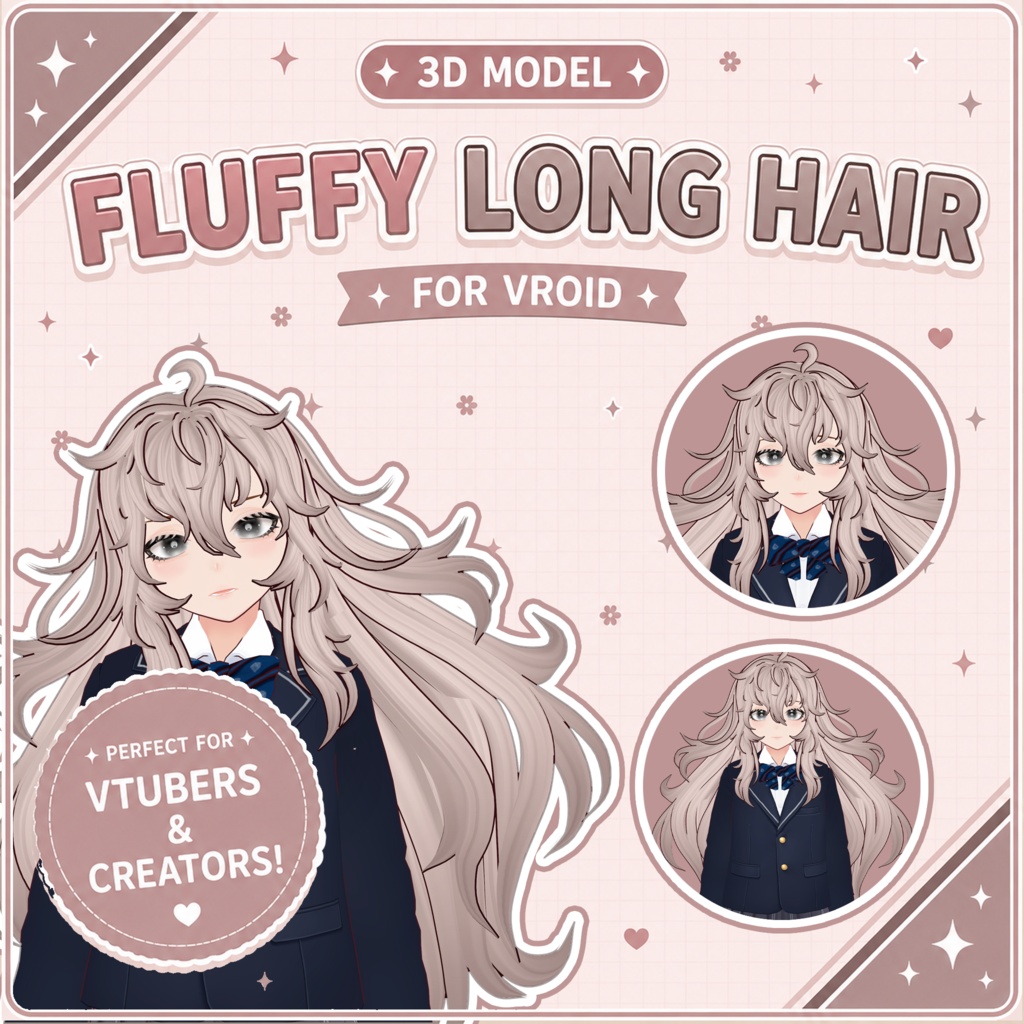💮​ Fluffy Long Hair ♡ Windy Layered Hairstyle 【VRoid Hair】🌫️ ふわふわロングヘア