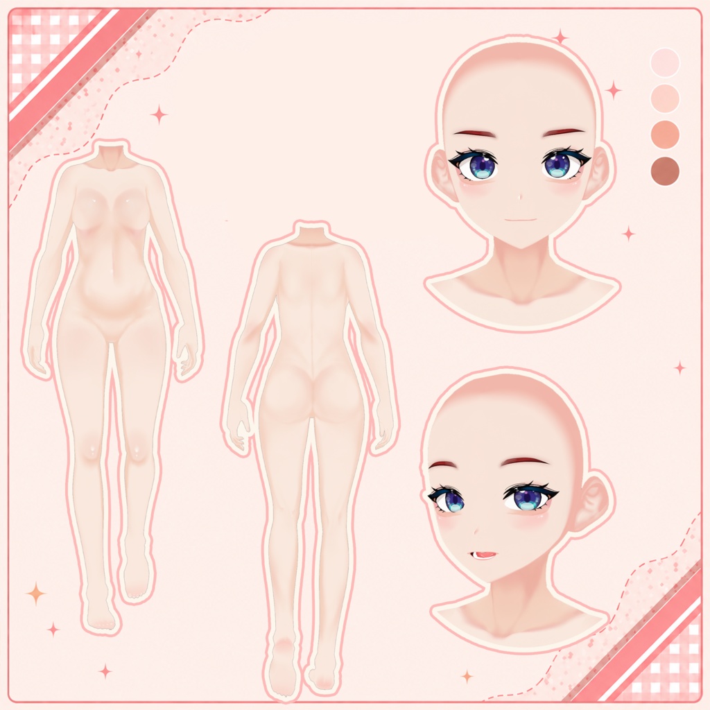 📣 Shaded Skin Texture ♡ Face & Body Texture ✨【VRoid Texture】フェイス&ボディテクスチャ