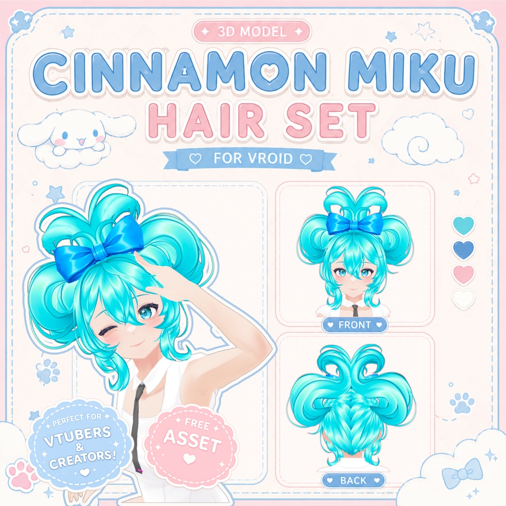 ☁️ Cinnamon Miku Hair Set ♡ VRoid Hair Preset ✨ ヘアプリセット