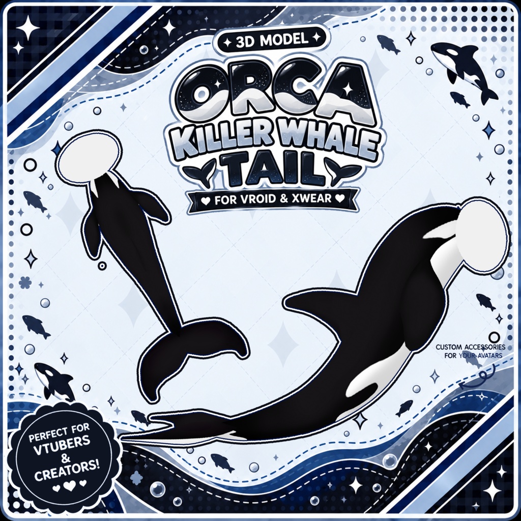 🐋 Orca Tail ♡ Black & White 【VRoid & XWear】 シャチのしっぽアクセサリー