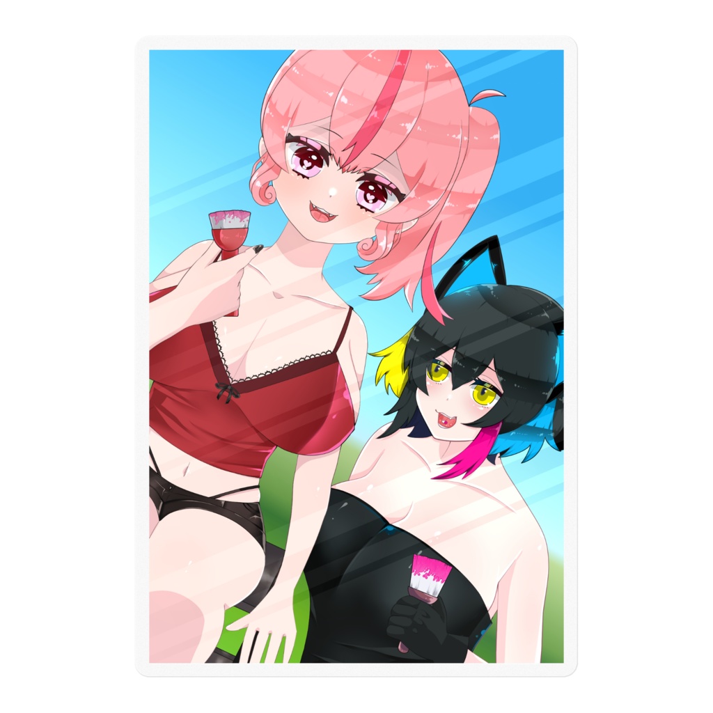 【二周年記念】姫とにゃねこ【ガラスに落書き】