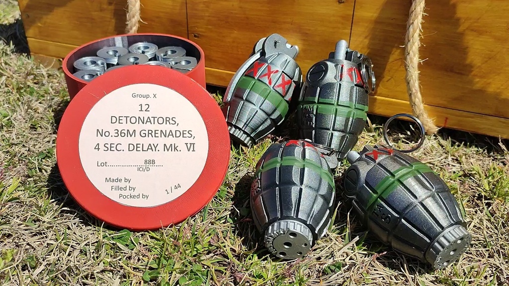 【 3D STL 】Grenade No.36M Mk.1 “Mills Bomb” Firecracer Video Available