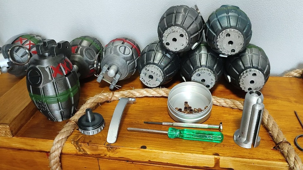 【 3D STL 】Grenade No.36M Mk.1 “Mills Bomb” Firecracer Video Available