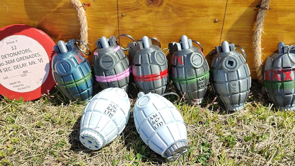 【 3D STL 】Grenade No.36M Mk.1 “Mills Bomb” Firecracer Video Available