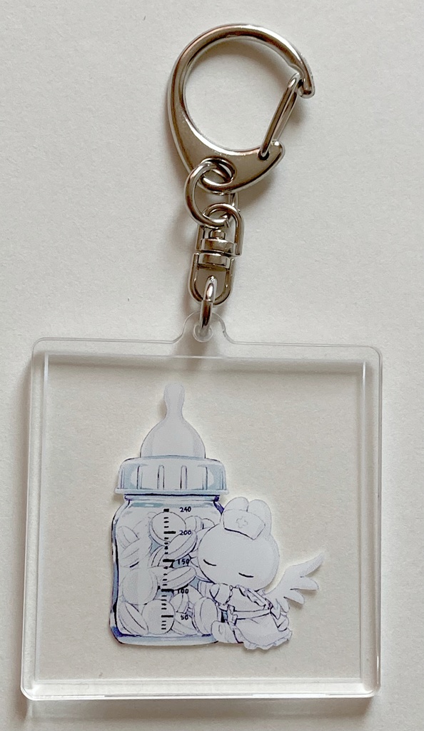 うさぎナースのアクリルキーホルダー(寒色)