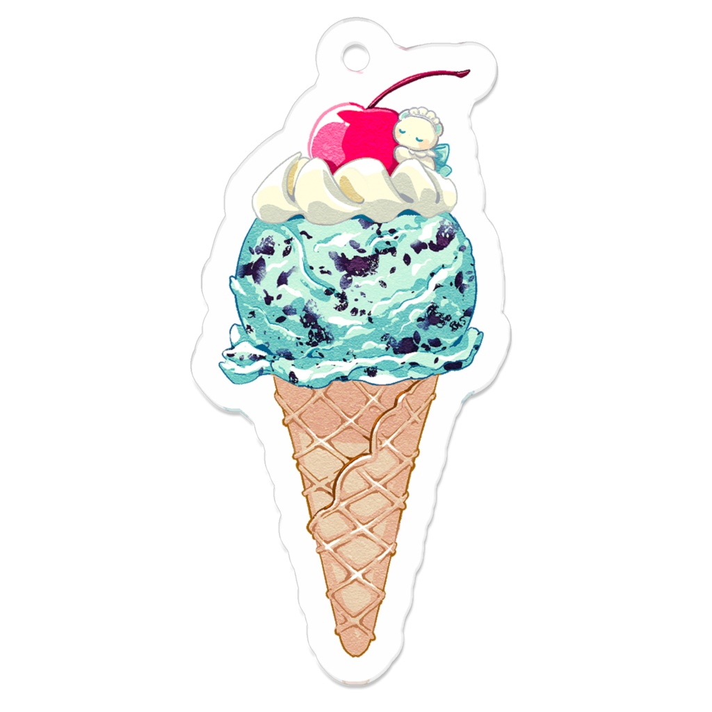 アクリルキーホルダー(チョコミントアイスクリーム)🧸🍫🍃💙💚