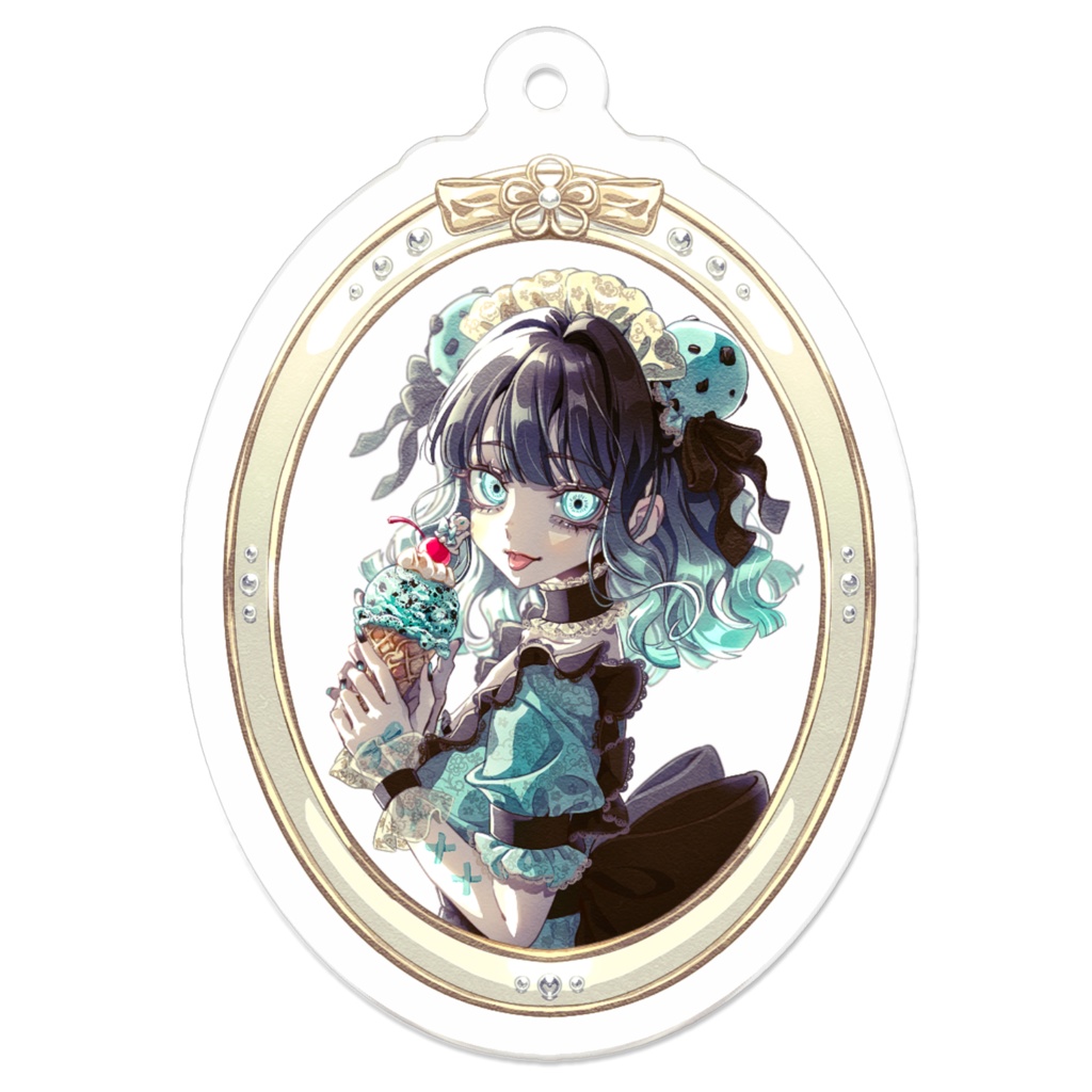 アクリルキーホルダー(チョコミントと女の子)🧸🍫🍃💙💚🍨👧