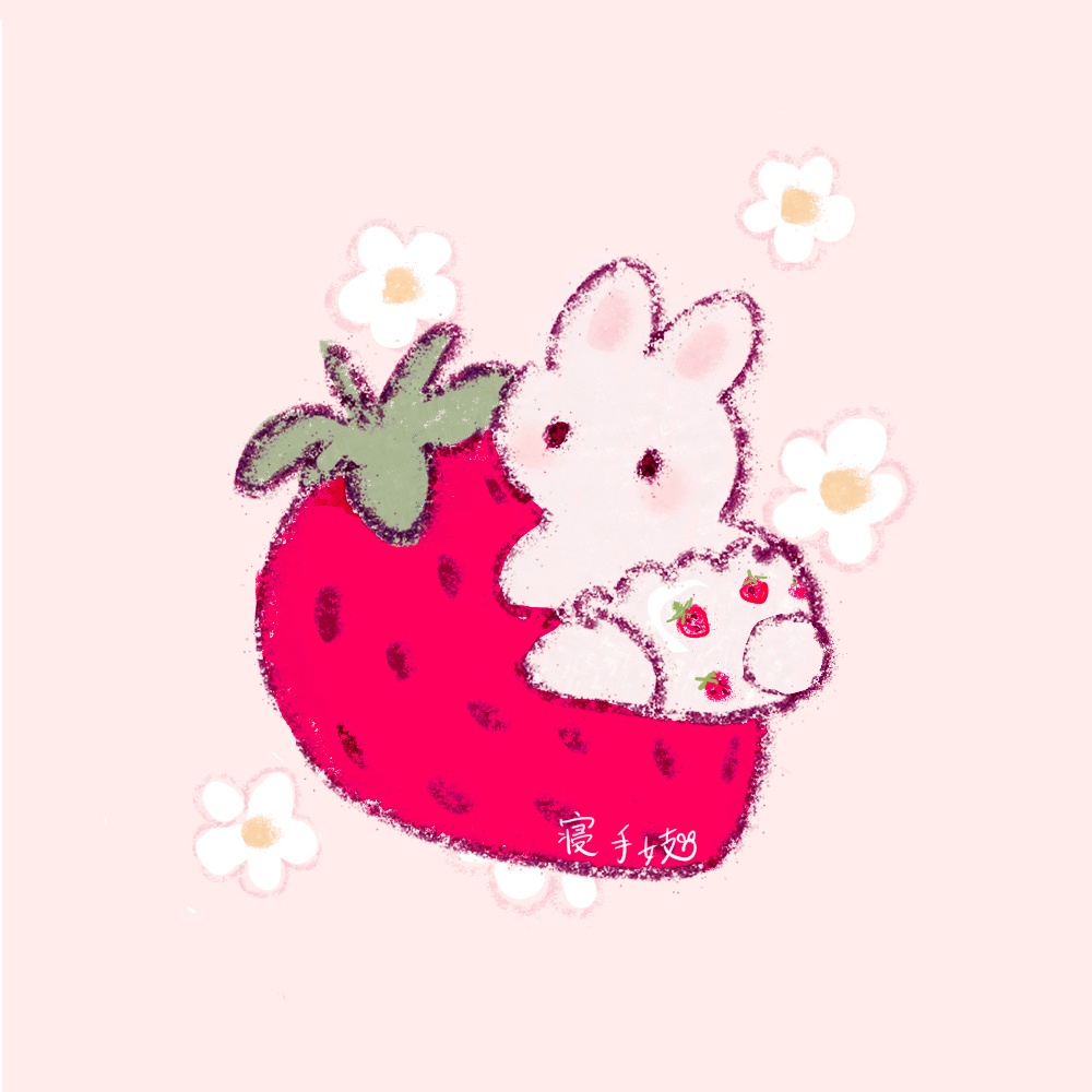 SNSアイコン、観賞用ダウンロードイラスト(いちごぱんつうさぎセット)🍓🐇