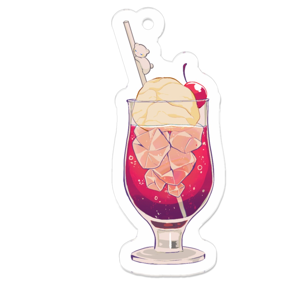 アクリルキーホルダー❤🍒(クリームソーダ)