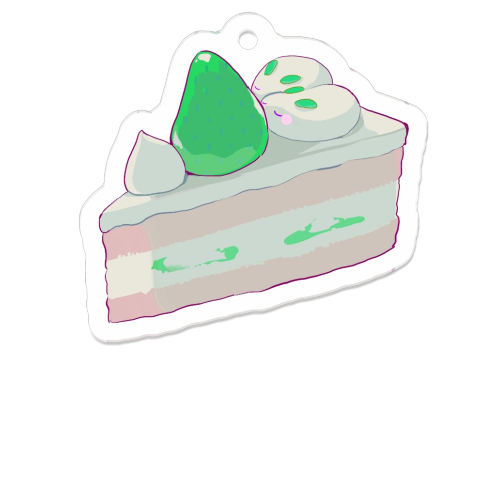 アクリルキーホルダー🍰🐇💚(レトロショートケーキ)