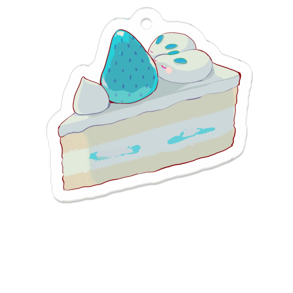 アクリルキーホルダー🍰🐇💙(レトロショートケーキ)