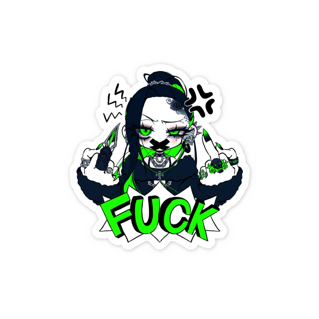 F✖✖K💚💀スマホステッカー(オンナ)
