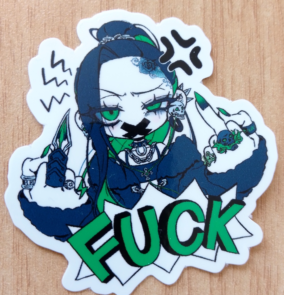 F✖✖K💚💀スマホステッカー(オンナ)