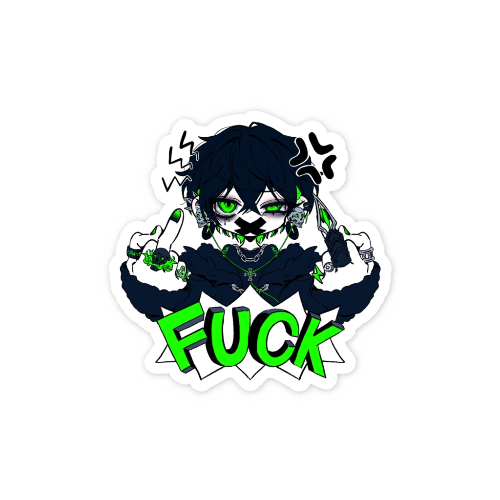 F✖✖K💚💀スマホステッカー(オトコ)