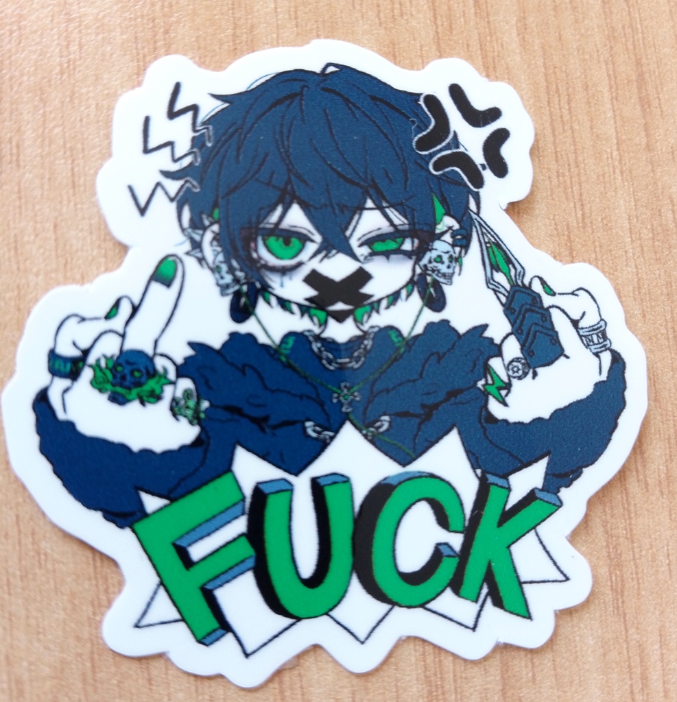 F✖✖K💚💀スマホステッカー(オトコ)
