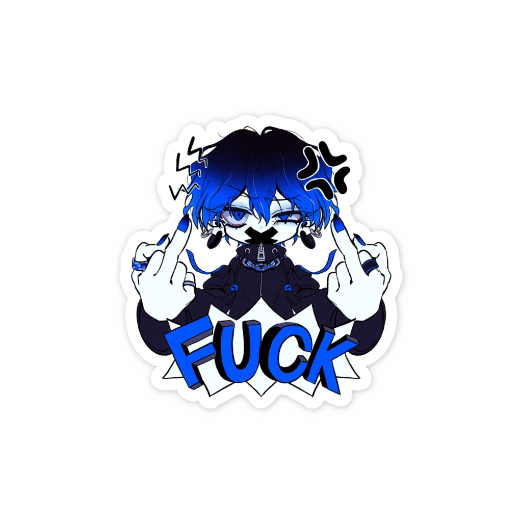 F✖✖Kスマホステッカー💙🦈🦷🌊(オトコ)