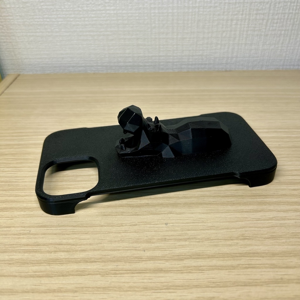 ローポリなカバのiPhoneケース(black)