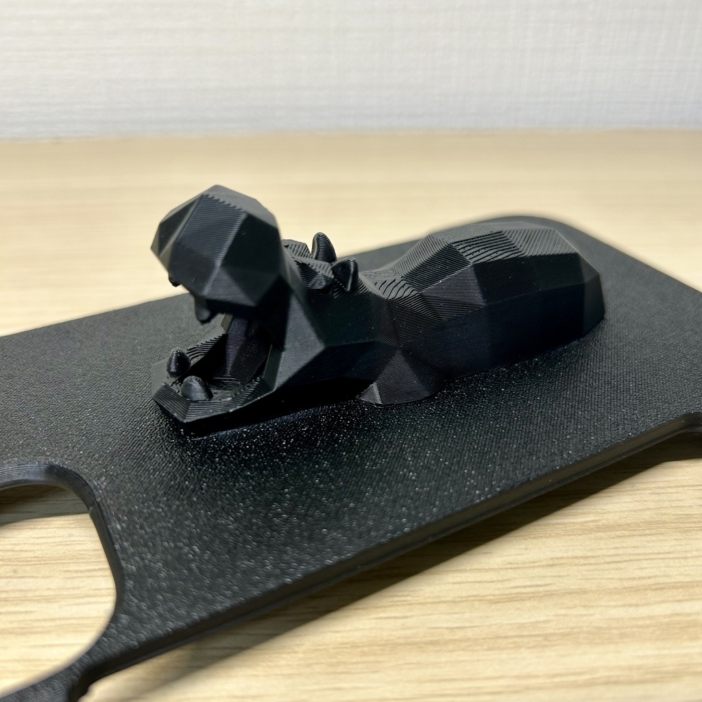 ローポリなカバのiPhoneケース(black)