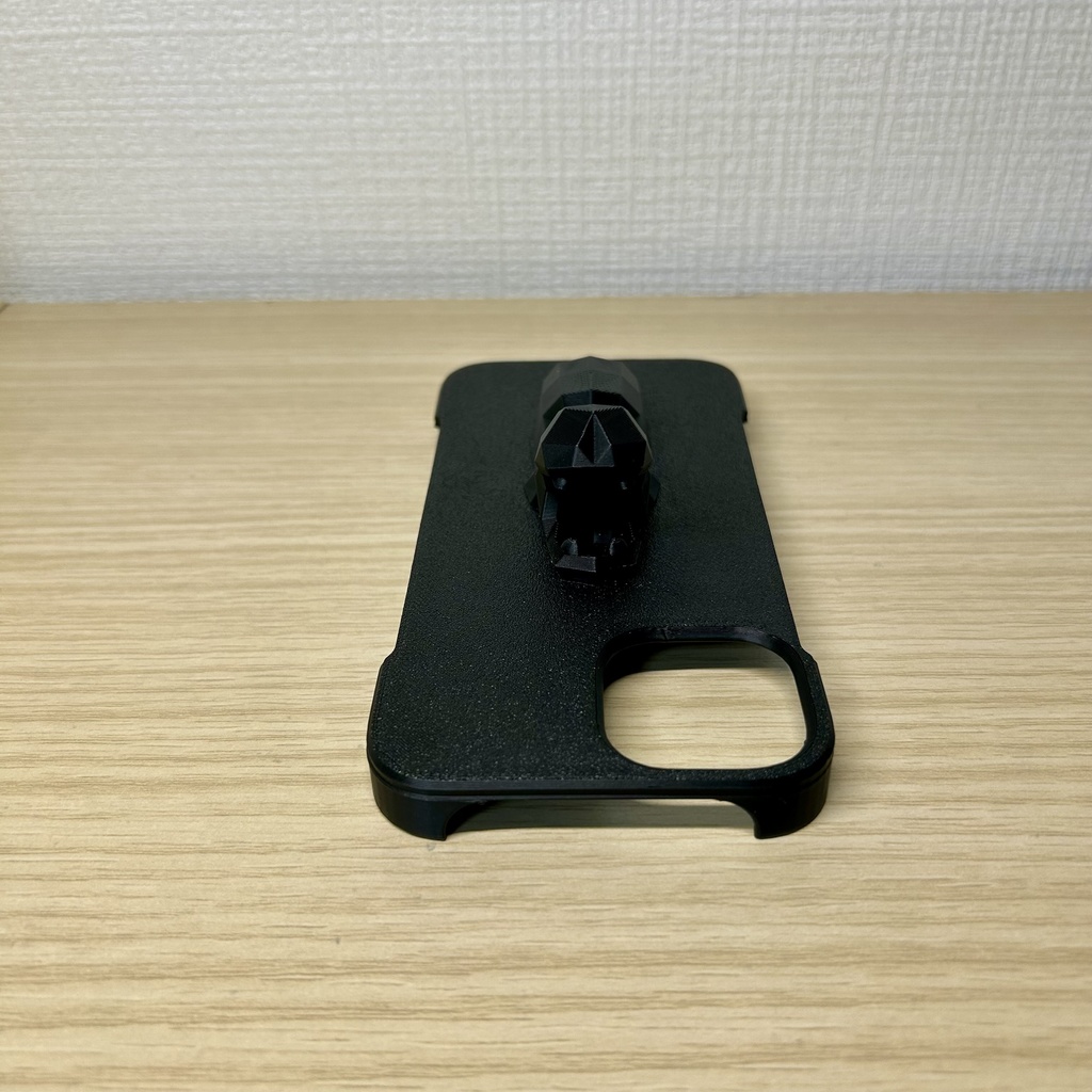 ローポリなカバのiPhoneケース(black)