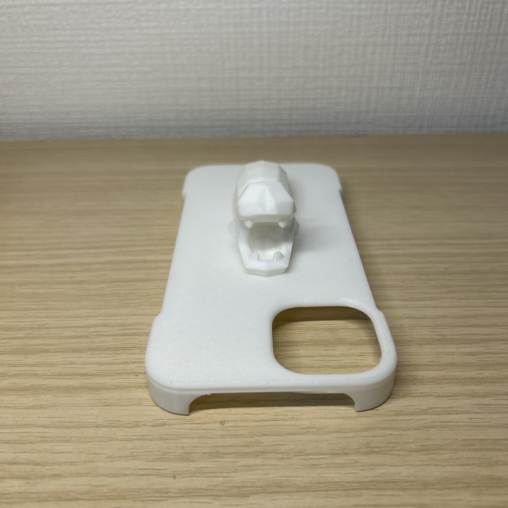 ローポリなカバのiPhoneケース(white)