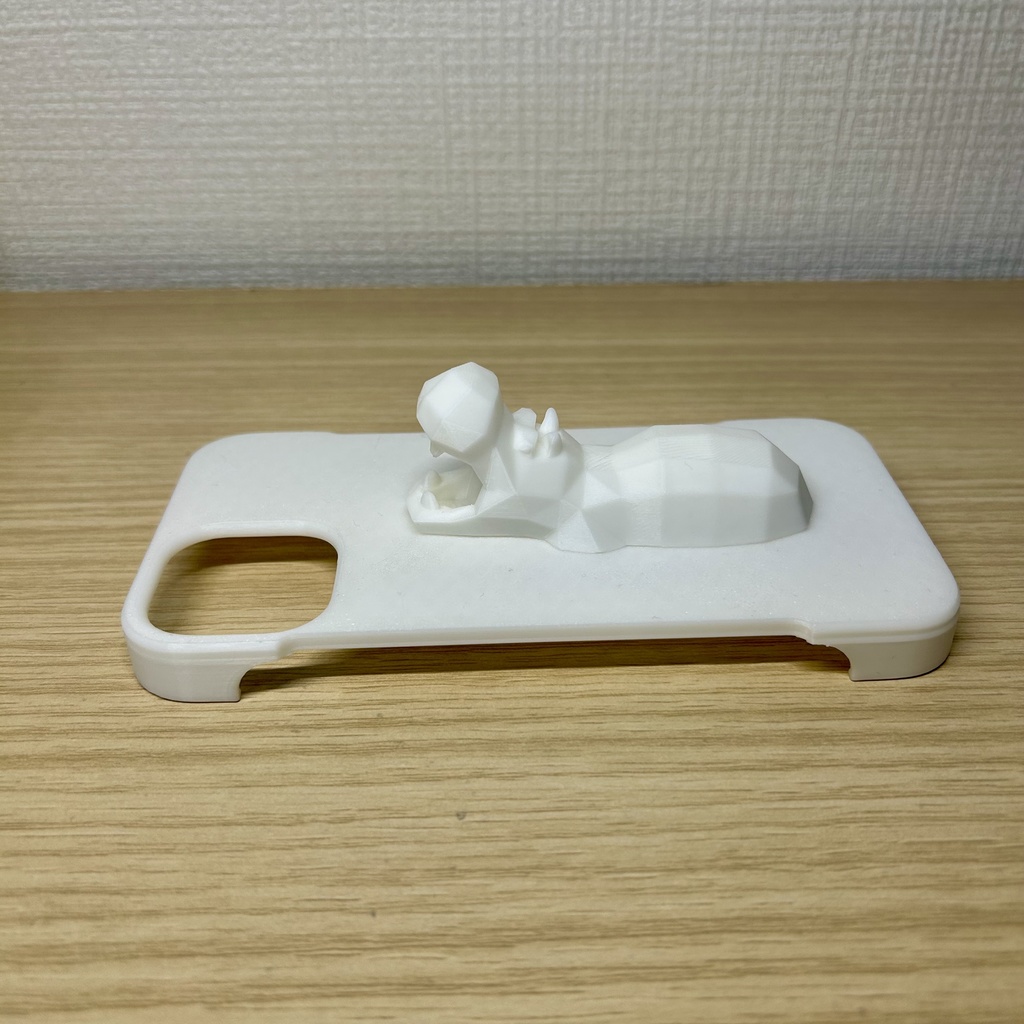 ローポリなカバのiPhoneケース(white)