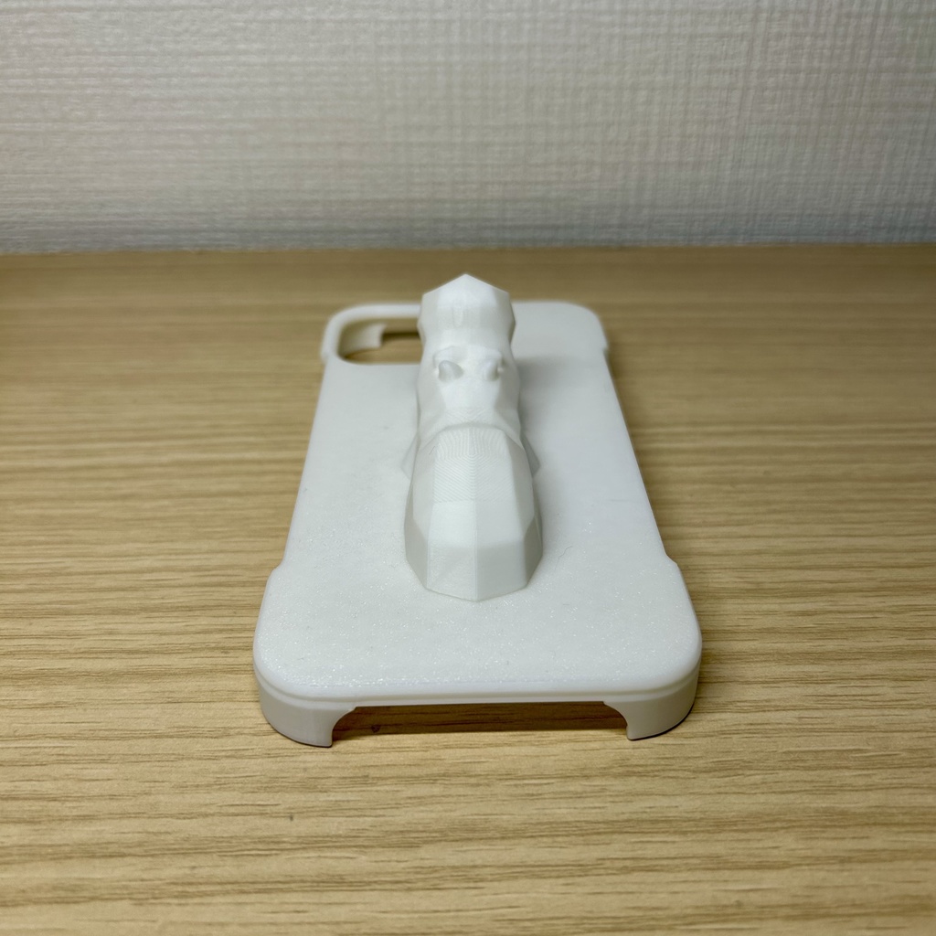 ローポリなカバのiPhoneケース(white)