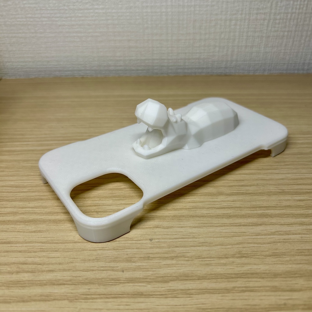 ローポリなカバのiPhoneケース(white)