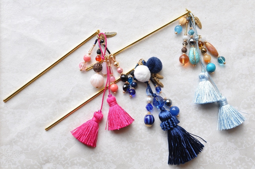 オオルリ・フラミンゴ・カワセミ【小鳥かんざし】