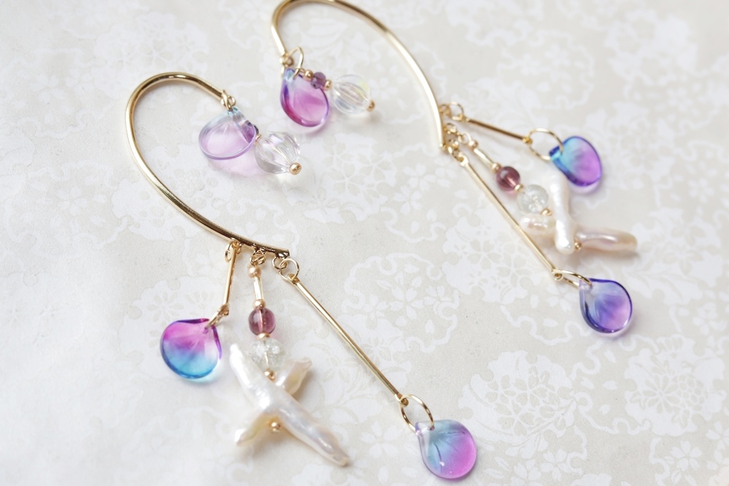 人魚と真珠のイヤーフック