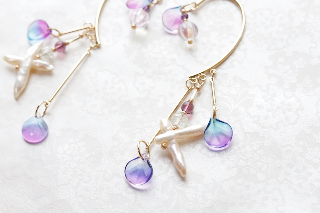 人魚と真珠のイヤーフック