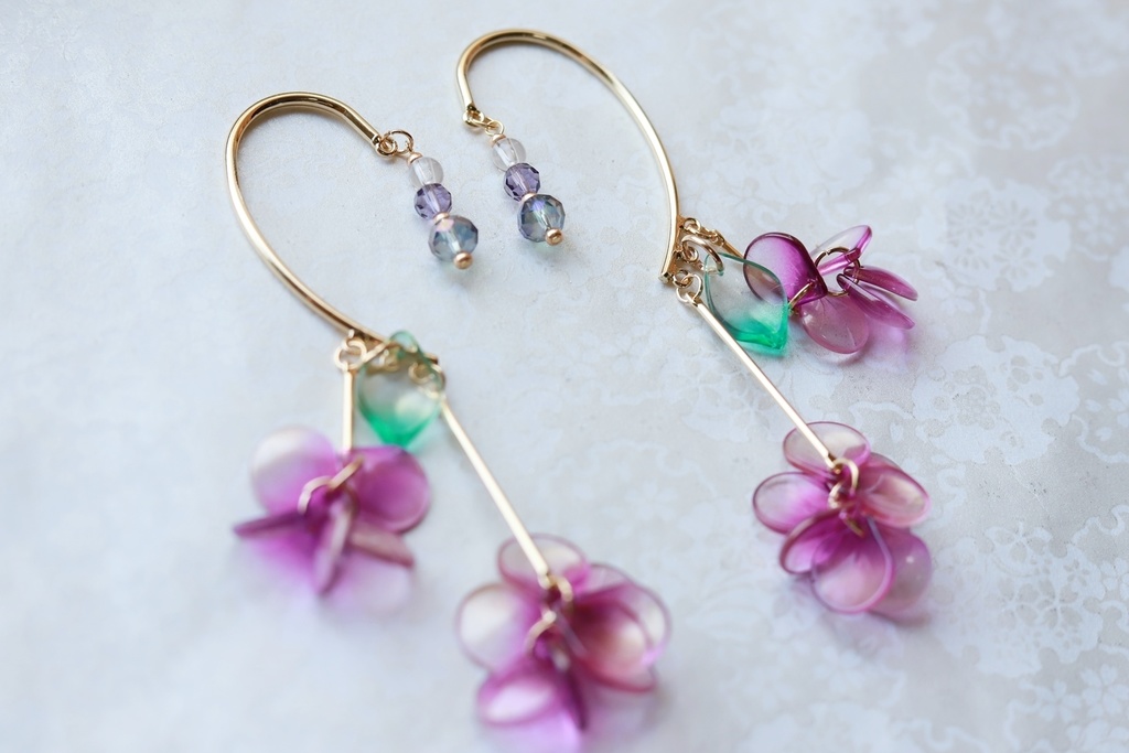 紫陽花イヤーフック・紫