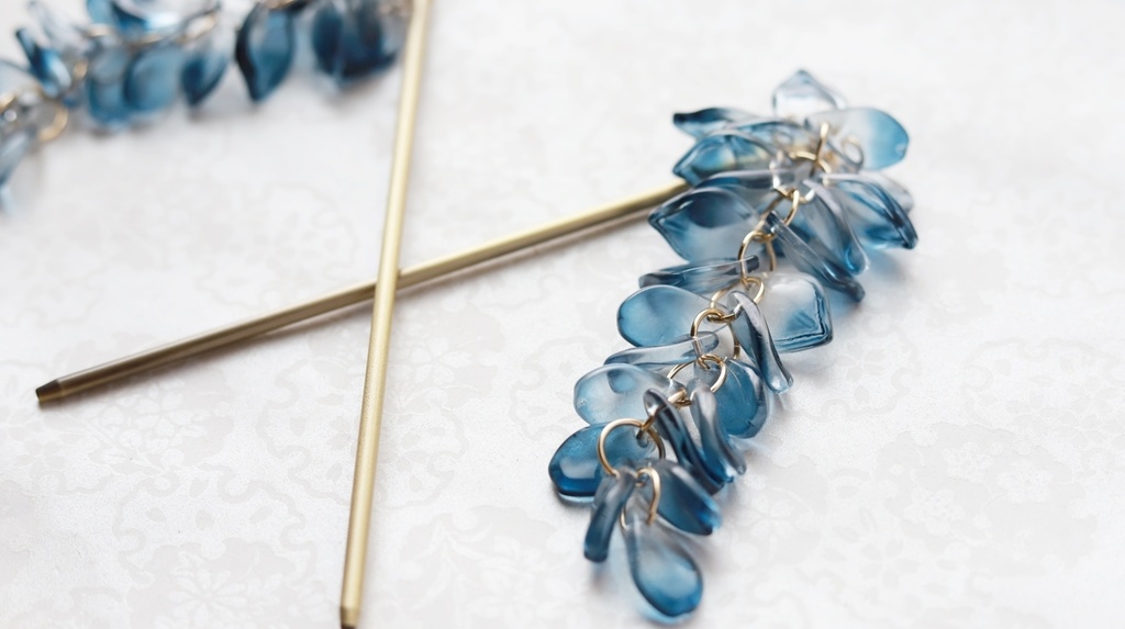 藤の花かんざし・長房紺