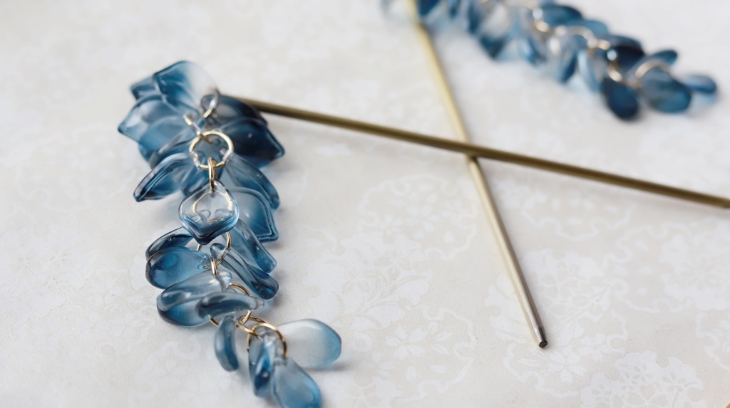 藤の花かんざし・長房紺