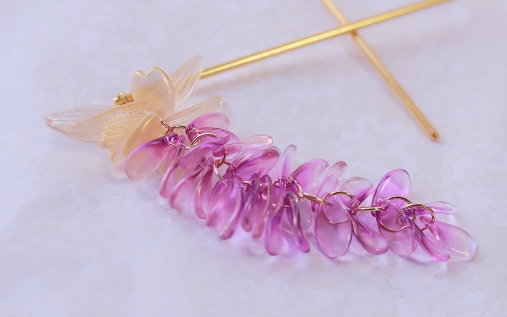 紫×金のかんざし