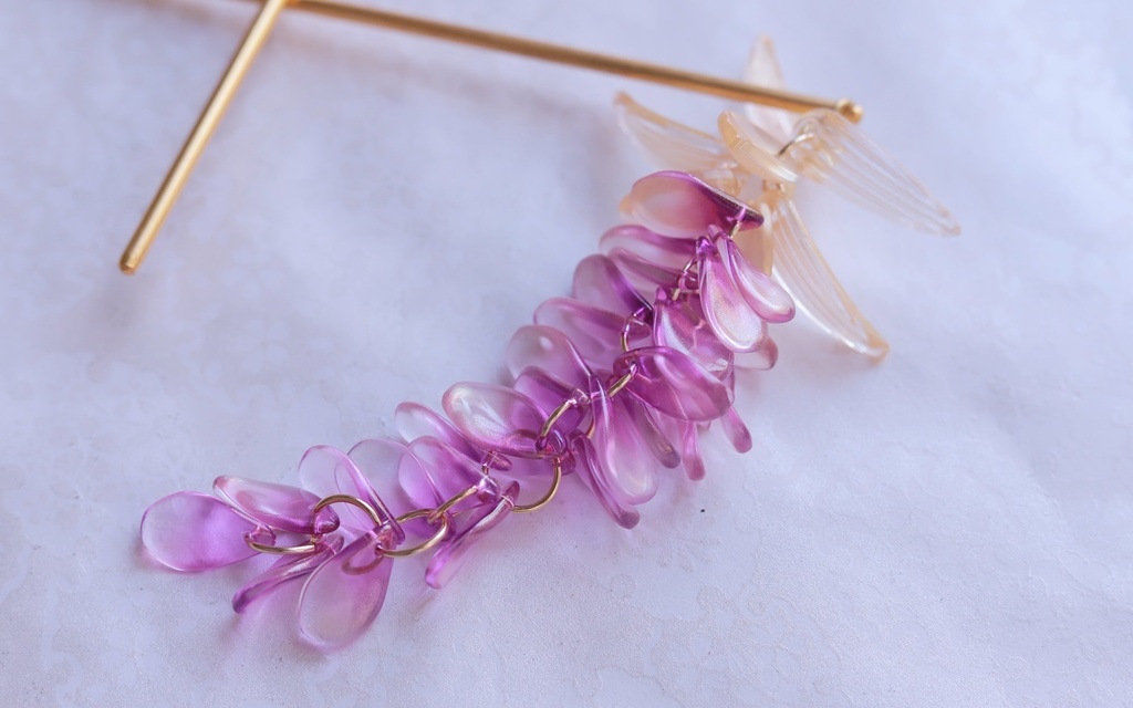 紫×金のかんざし