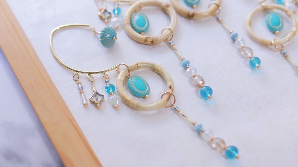 夏のターコイズバンブー イヤーフック