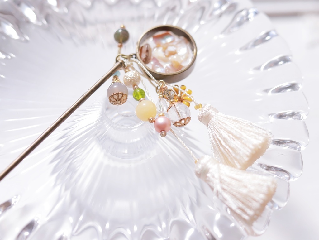 螺鈿のシェルかんざし