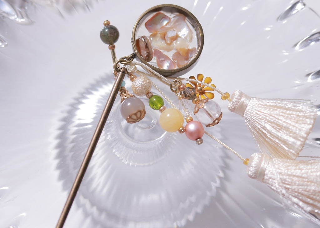 螺鈿のシェルかんざし