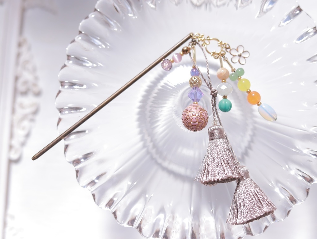 パステルカラーのかんざし