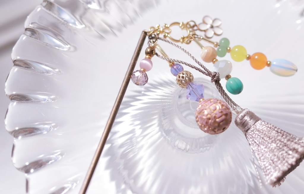 パステルカラーのかんざし