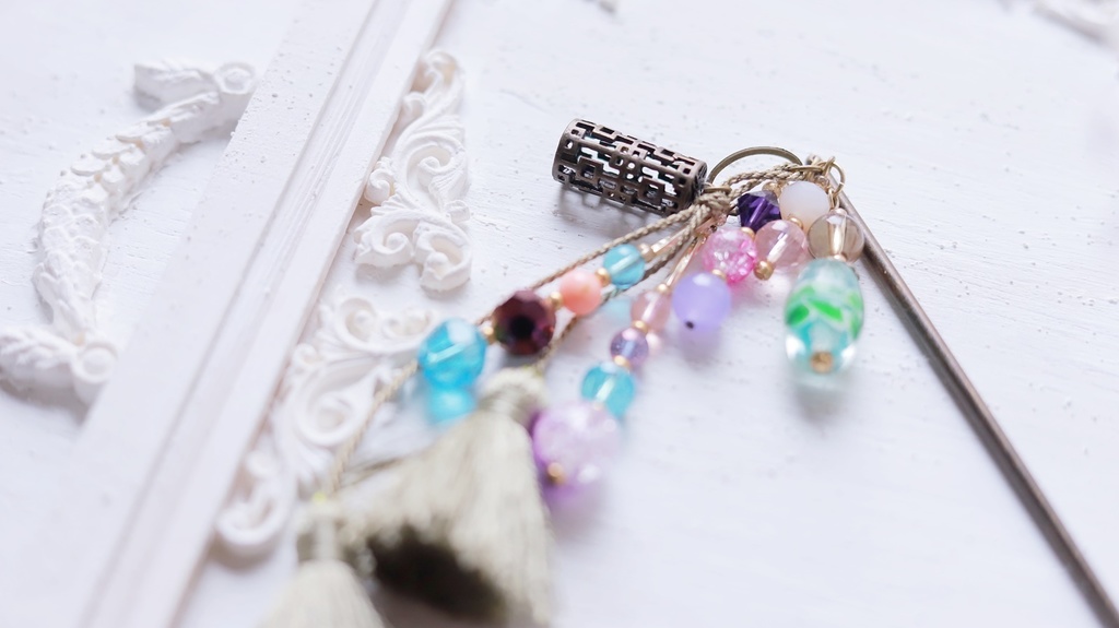 紫緑の房チャイナかんざし