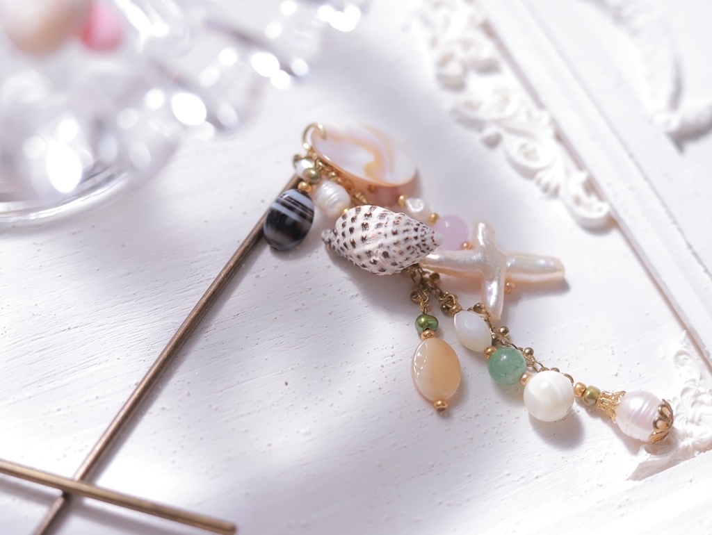 人魚のかんざし(薄桃・緑・桃紫)