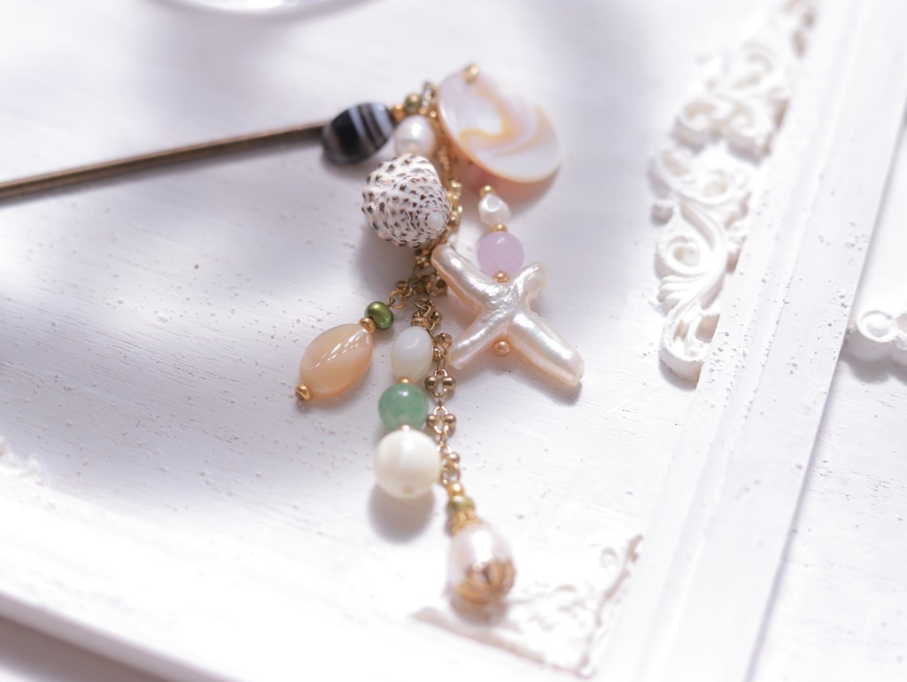 人魚のかんざし(薄桃・緑・桃紫)