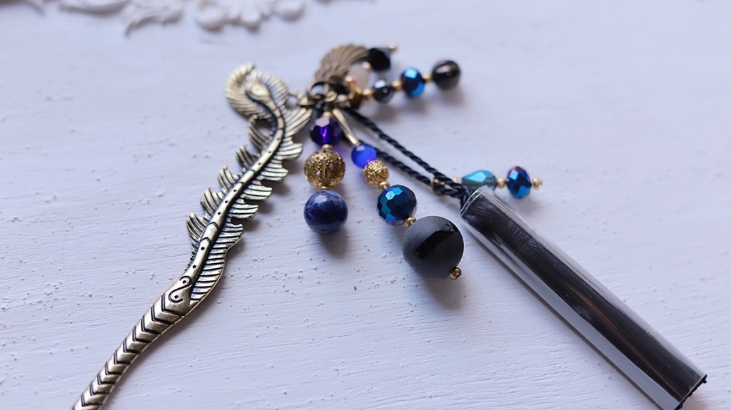 変わり軸かんざし(長尾羽・黒青鳳凰・薫・朝焼けの雲・初夏の海)