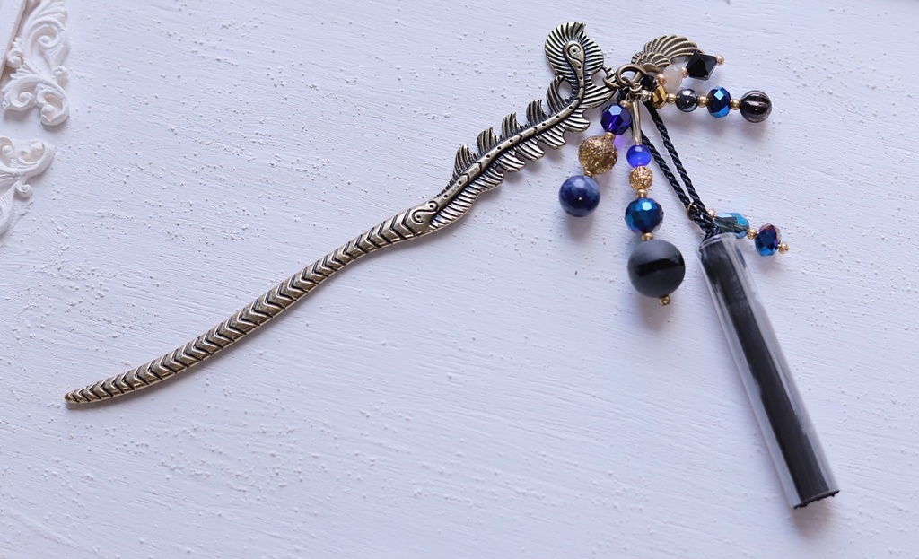 変わり軸かんざし(長尾羽・黒青鳳凰・薫・朝焼けの雲・初夏の海)