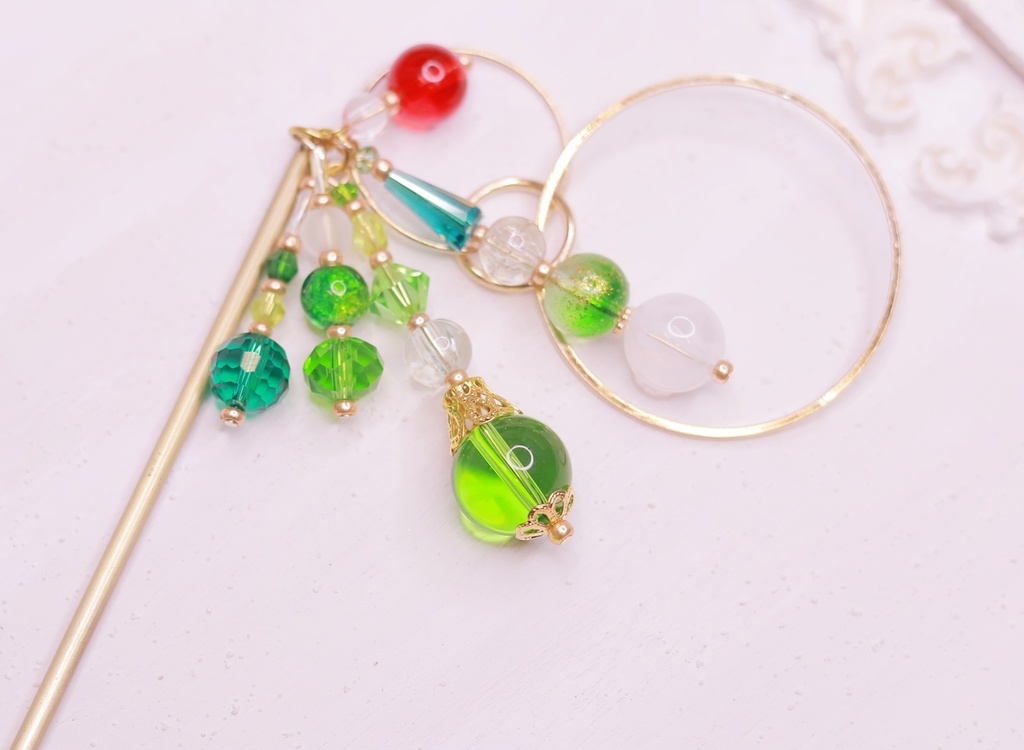 メロンクリームソーダなかんざし&イヤーフック